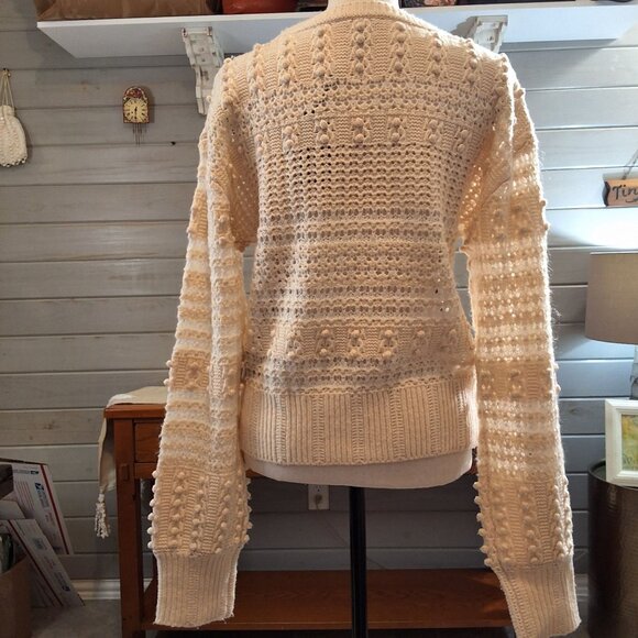 Rag & Bone Womens Lo Pointelle-Knit Wool Blend Sweater Sz L  Natural Minimalist - Picture 4 of 8